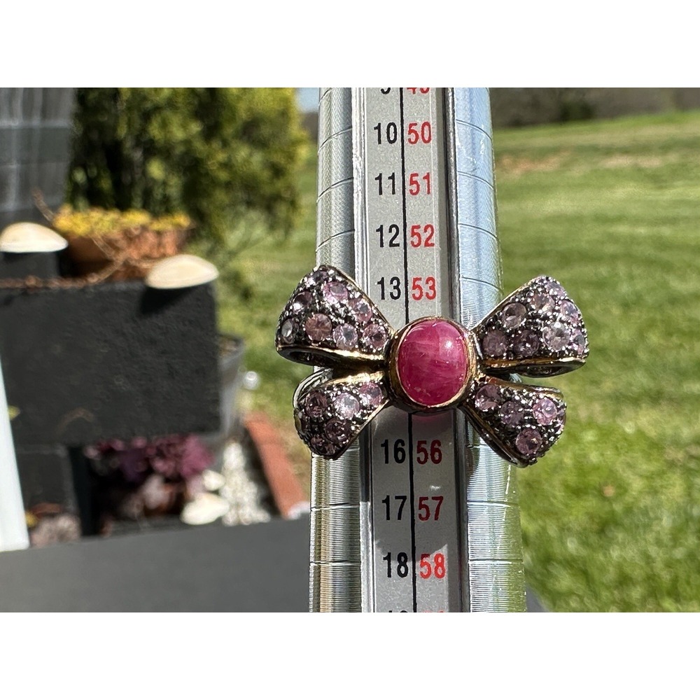New Bow Ring Ruby and Pink‎ Sapphire Jewelry Size 7 SILVER 925 everyday ring